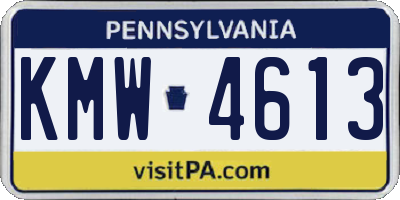 PA license plate KMW4613