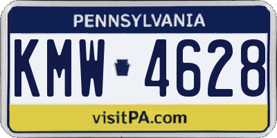 PA license plate KMW4628