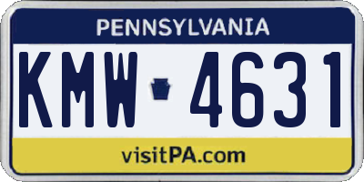 PA license plate KMW4631