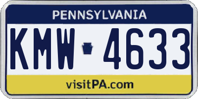 PA license plate KMW4633