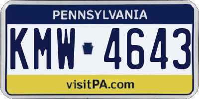 PA license plate KMW4643
