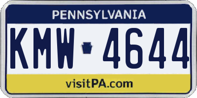 PA license plate KMW4644