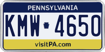 PA license plate KMW4650