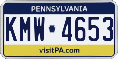PA license plate KMW4653