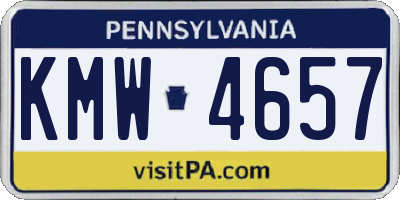 PA license plate KMW4657
