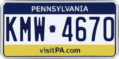 PA license plate KMW4670