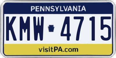 PA license plate KMW4715