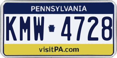 PA license plate KMW4728