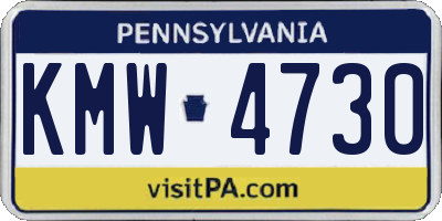 PA license plate KMW4730