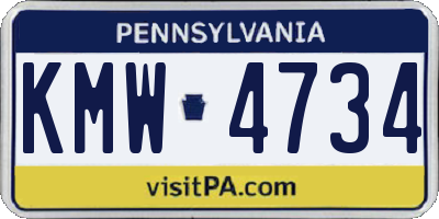 PA license plate KMW4734