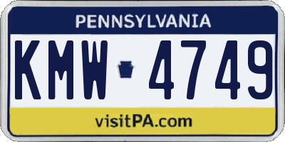 PA license plate KMW4749