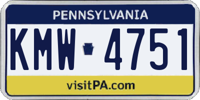 PA license plate KMW4751