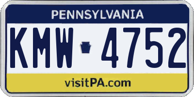 PA license plate KMW4752