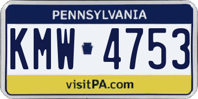 PA license plate KMW4753