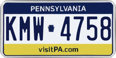PA license plate KMW4758