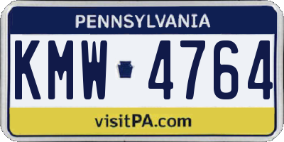 PA license plate KMW4764