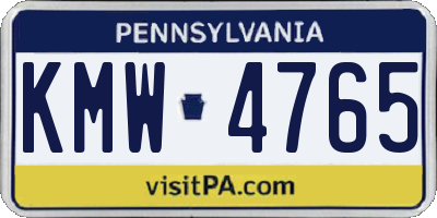 PA license plate KMW4765