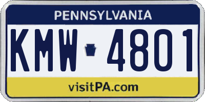 PA license plate KMW4801