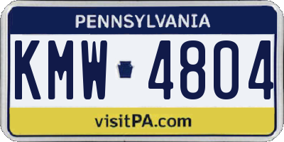 PA license plate KMW4804