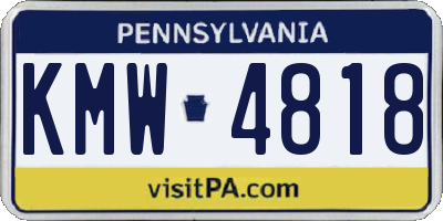PA license plate KMW4818