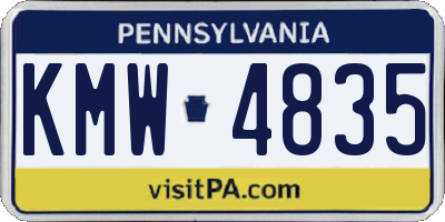 PA license plate KMW4835
