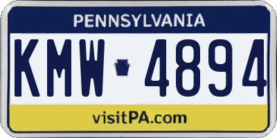 PA license plate KMW4894