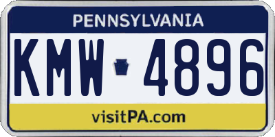 PA license plate KMW4896