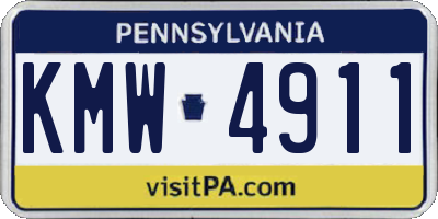 PA license plate KMW4911