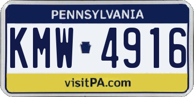 PA license plate KMW4916