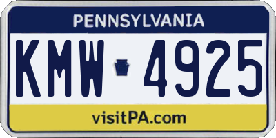 PA license plate KMW4925