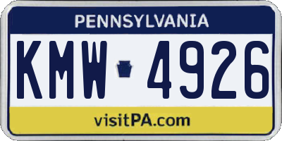 PA license plate KMW4926