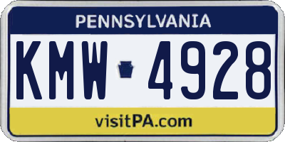 PA license plate KMW4928