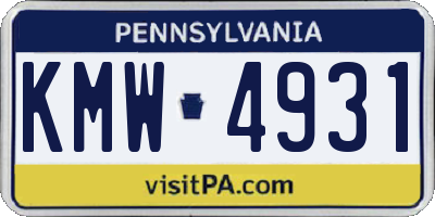 PA license plate KMW4931
