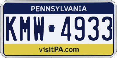 PA license plate KMW4933