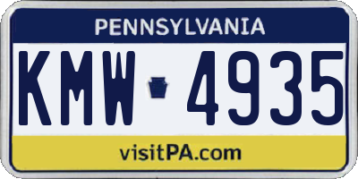 PA license plate KMW4935