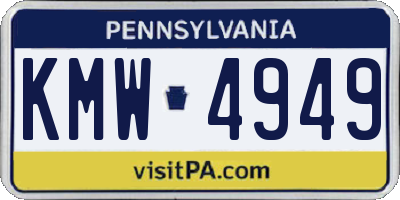 PA license plate KMW4949
