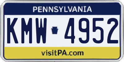 PA license plate KMW4952