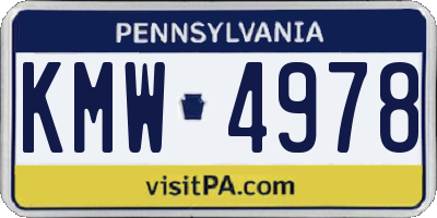 PA license plate KMW4978