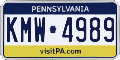 PA license plate KMW4989
