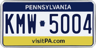 PA license plate KMW5004