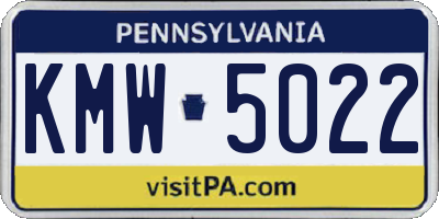 PA license plate KMW5022