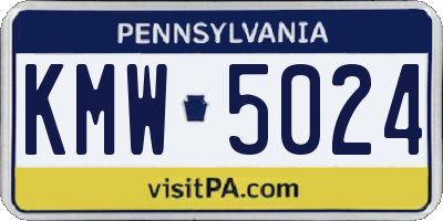PA license plate KMW5024