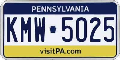 PA license plate KMW5025
