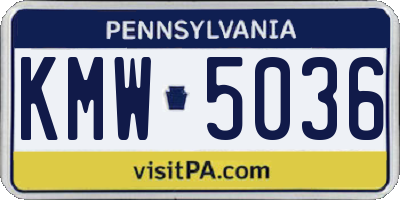 PA license plate KMW5036