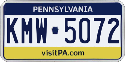 PA license plate KMW5072
