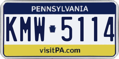 PA license plate KMW5114