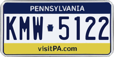 PA license plate KMW5122