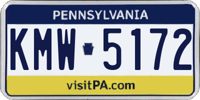 PA license plate KMW5172