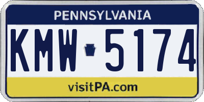 PA license plate KMW5174