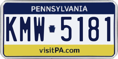 PA license plate KMW5181